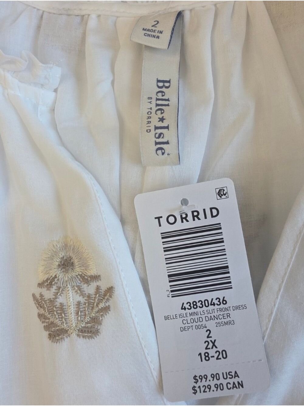 Torrid Belle Isle Embroidered Cotton Tiered Mini Dress 2X NWT Coastal - Picture 8 of 10